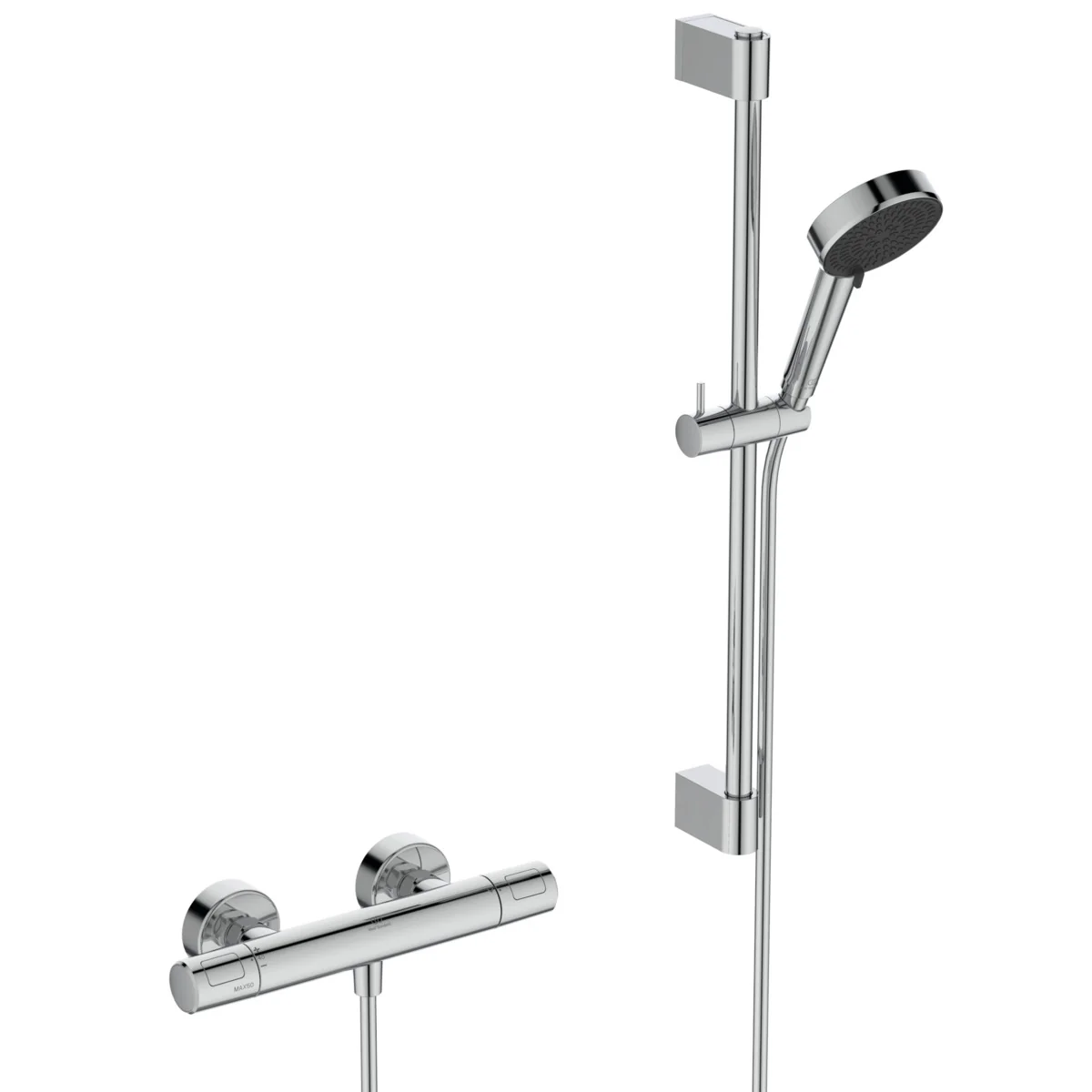 Ideal Standard Ceratherm T25 N Brausegarnitur mit Thermostat, Chrom, Brausestange 60 cm Ideal Standard Ceratherm T25 N Brausegarnitur mit Thermostat, Chrom, Brausestange 60 cm