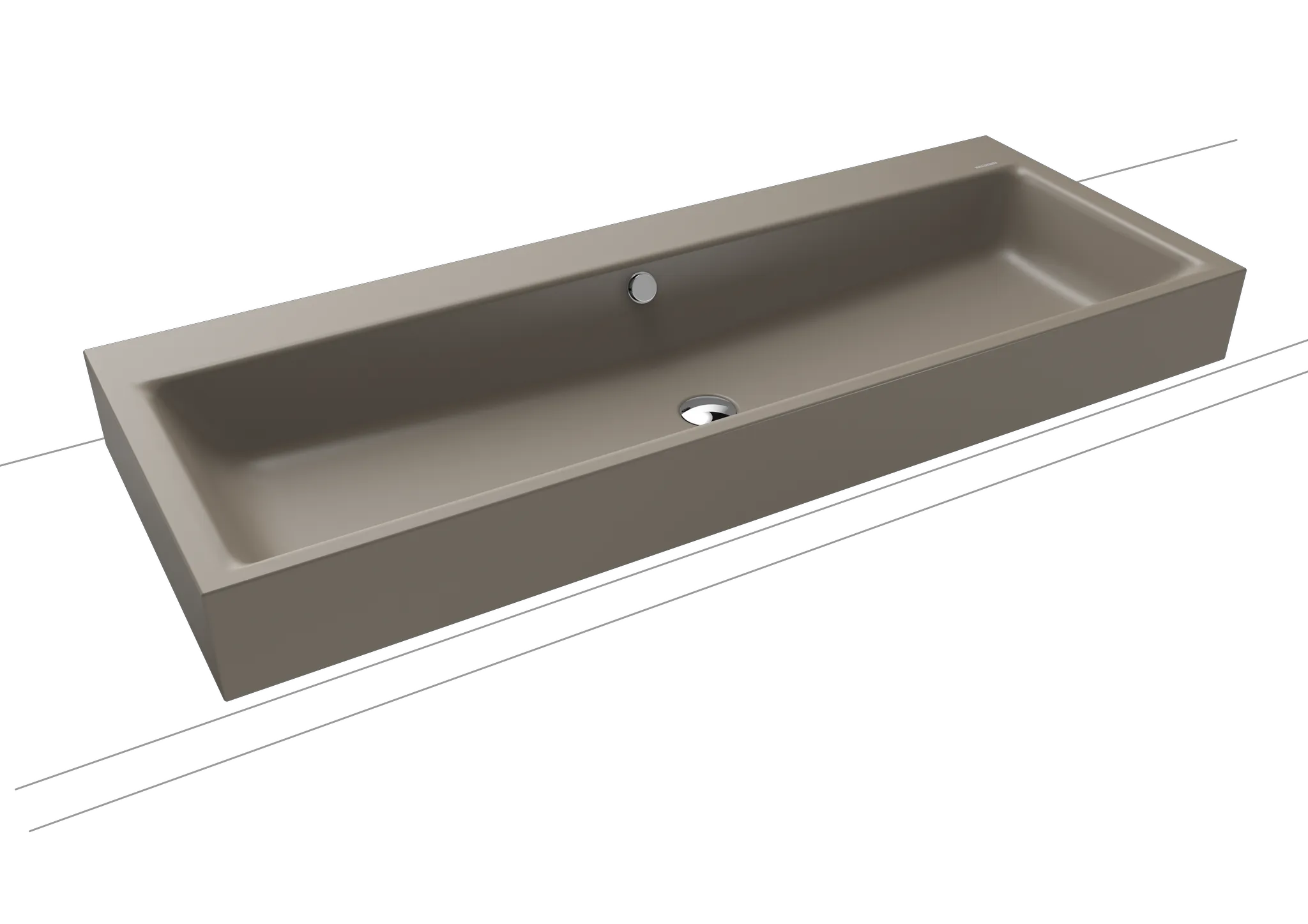 Doppelwaschtisch „Puro“ 120 × 46 cm, mit Überlauf, ohne Hahnlochbohrung in warm grey 60 mit Perl-Effekt