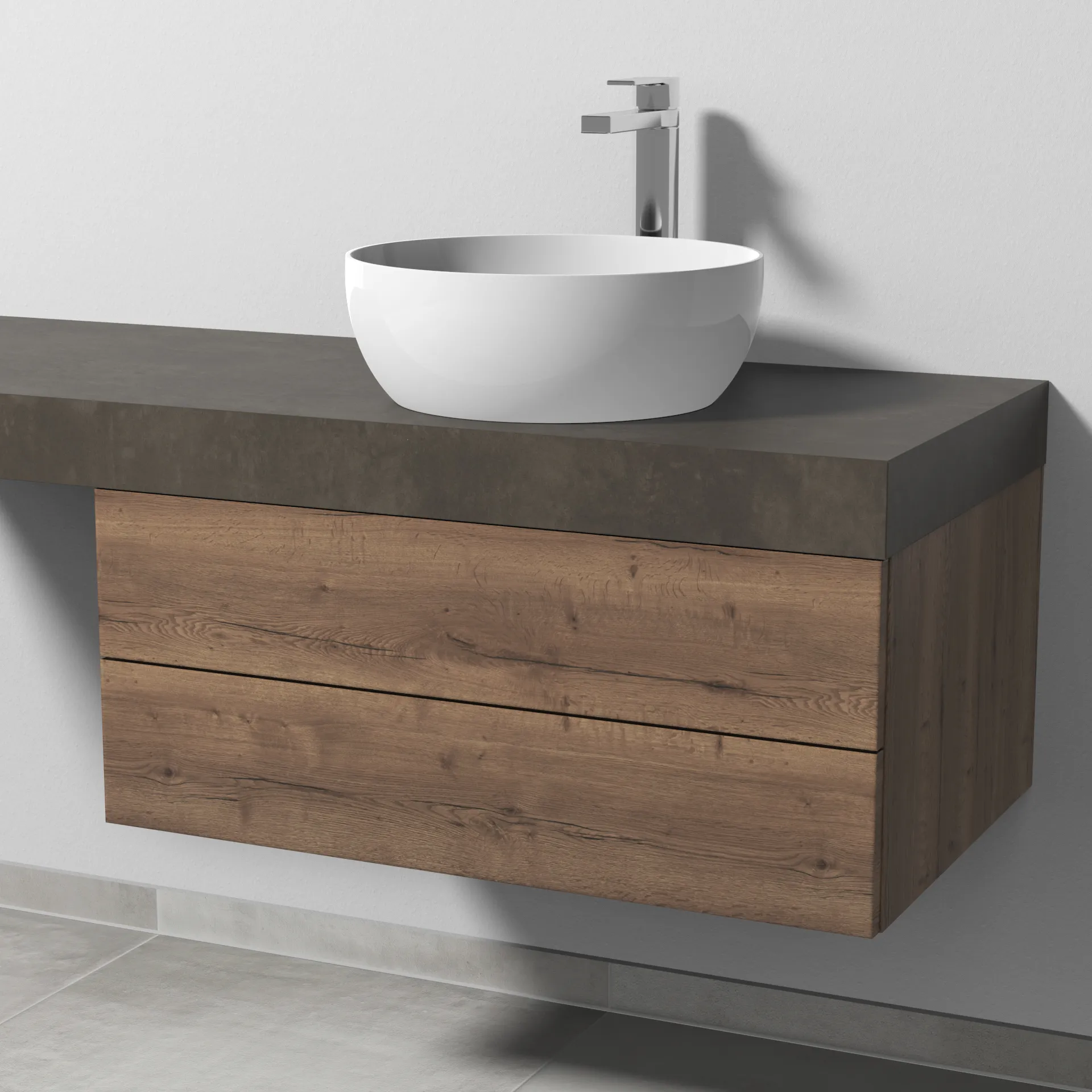 Sanipa Waschtischunterschrank „2morrow“ 800 × 340 × 520 mm in Eiche Tabak