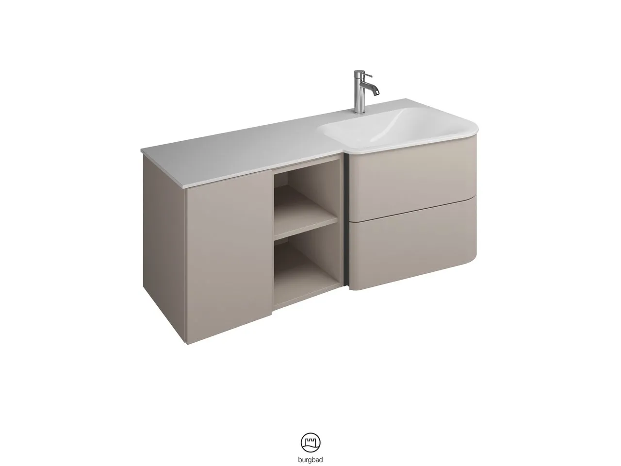 burgbad Badmöbelset „Badu“ Griffleiste, Weiß, in Weiß Matt burgbad Badmöbelset „Badu“ Griffleiste, Weiß, in Weiß Matt