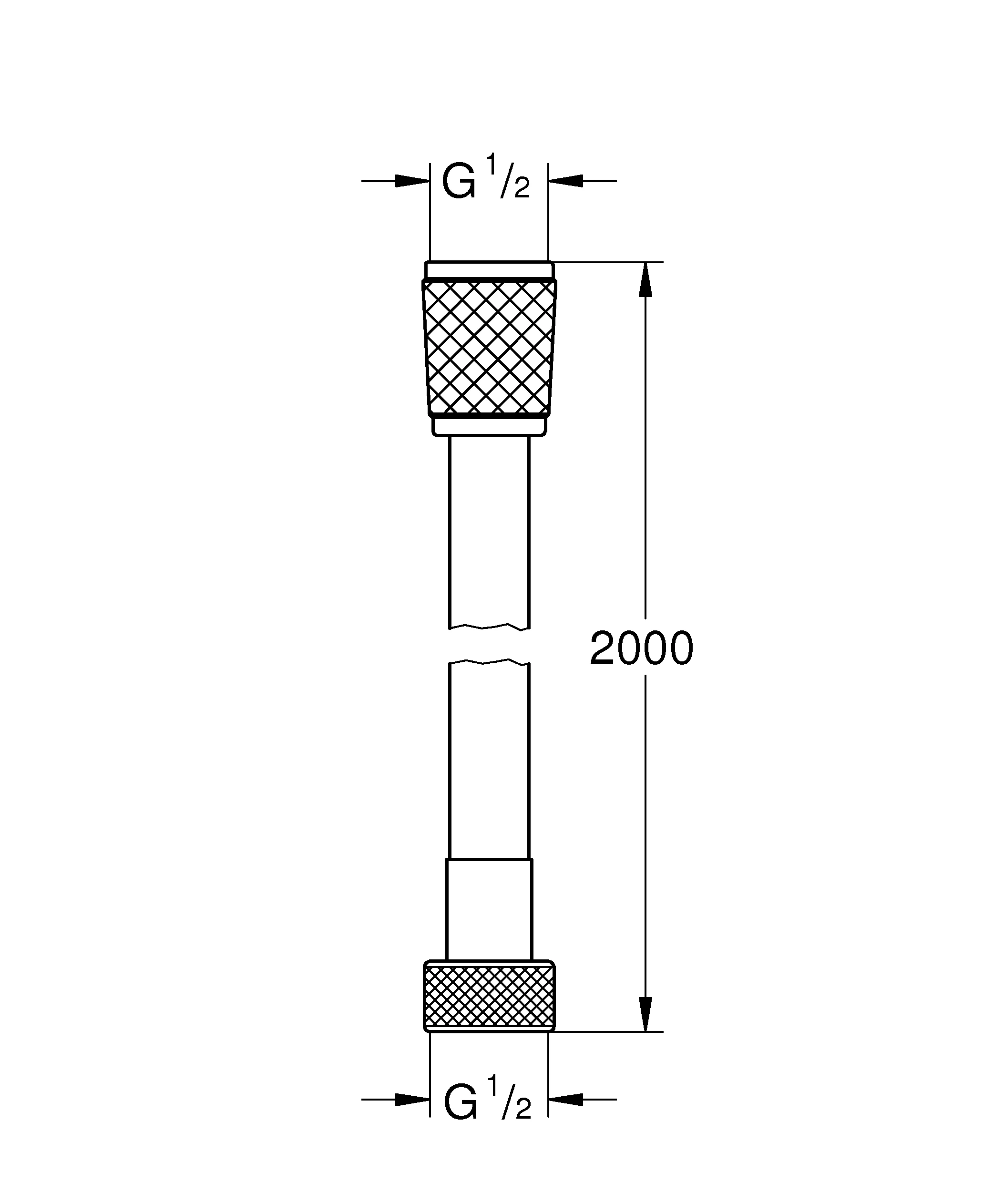 Brauseschlauch Relexaflex 28155_2, 2.000 mm, Universalanschluss 1/2'' x 1/2''