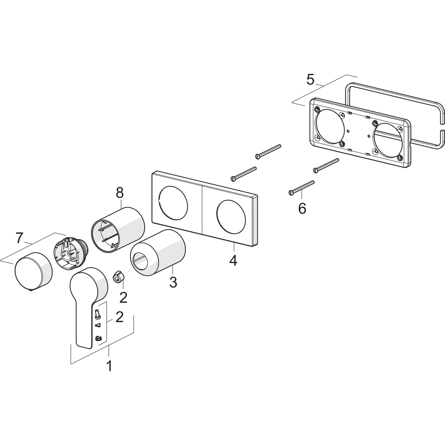 Einhebelmischer Fertigmontageset für Wanne/Brause LIGNA 4455 Rosette eckig 4.0 Plattform Chrom