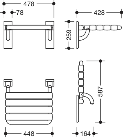 Klappsitz „Serie 801“ in Anthrazitgrau Klappsitz „Serie 801“ in Anthrazitgrau