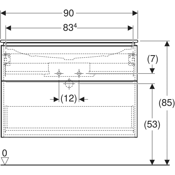 Geberit iCon Möbelwaschtisch Set MWT, 90x63x48 cm, Eiche/Griff lava, schmaler Rand, 2 Schubladen Geberit iCon Möbelwaschtisch Set MWT, 90x63x48 cm, Eiche/Griff lava, schmaler Rand, 2 Schubladen