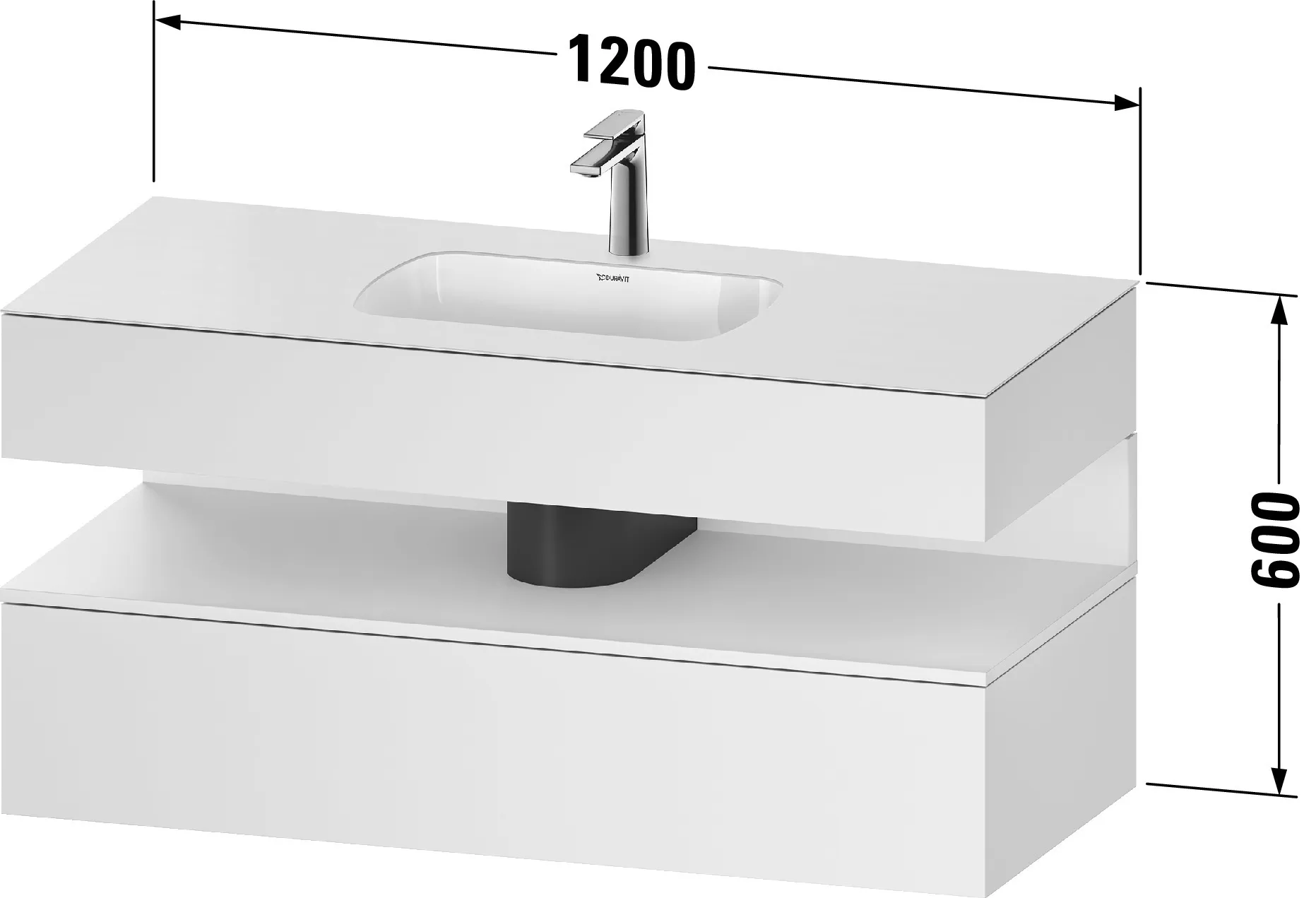Einbauwaschtisch mit Konsolenwaschtischunterbau „Qatego“ 120 × 55 × 60 cm, ohne Beleuchtung Einbauwaschtisch mit Konsolenwaschtischunterbau „Qatego“ 120 × 55 × 60 cm, ohne Beleuchtung