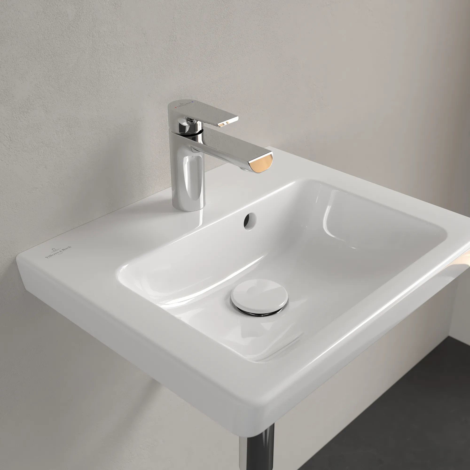 Villeroy & Boch Handwaschbecken „Subway 2.0“ 450 × 370 × 155 mm, mit Hahnlochbohrung, Hahnlochposition mittig, mit Hahnlochbank in Weiß Alpin Villeroy & Boch Handwaschbecken „Subway 2.0“ 450 × 370 × 155 mm, mit Hahnlochbohrung, Hahnlochposition mittig, mit Hahnlochbank in Weiß Alpin