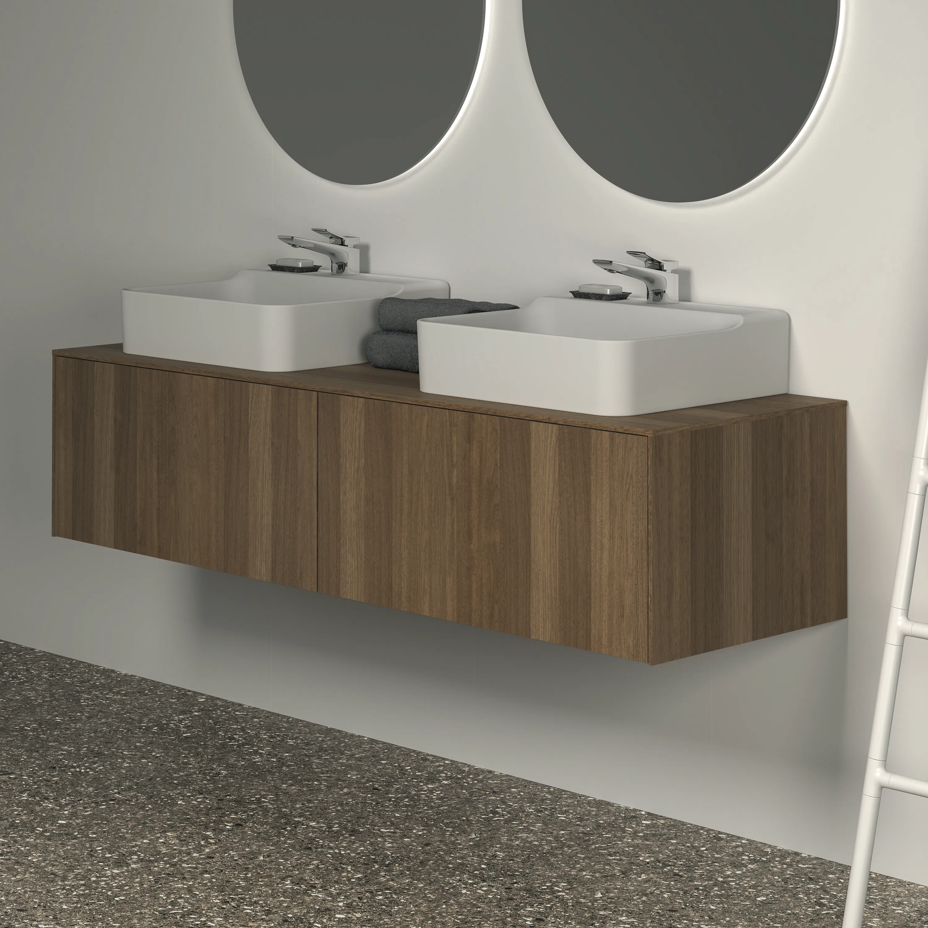 Ideal Standard Waschtischunterschrank „Conca“ 158,7 × 37 × 50,5 cm Walnuss dunkel Furnier Ideal Standard Waschtischunterschrank „Conca“ 158,7 × 37 × 50,5 cm Walnuss dunkel Furnier
