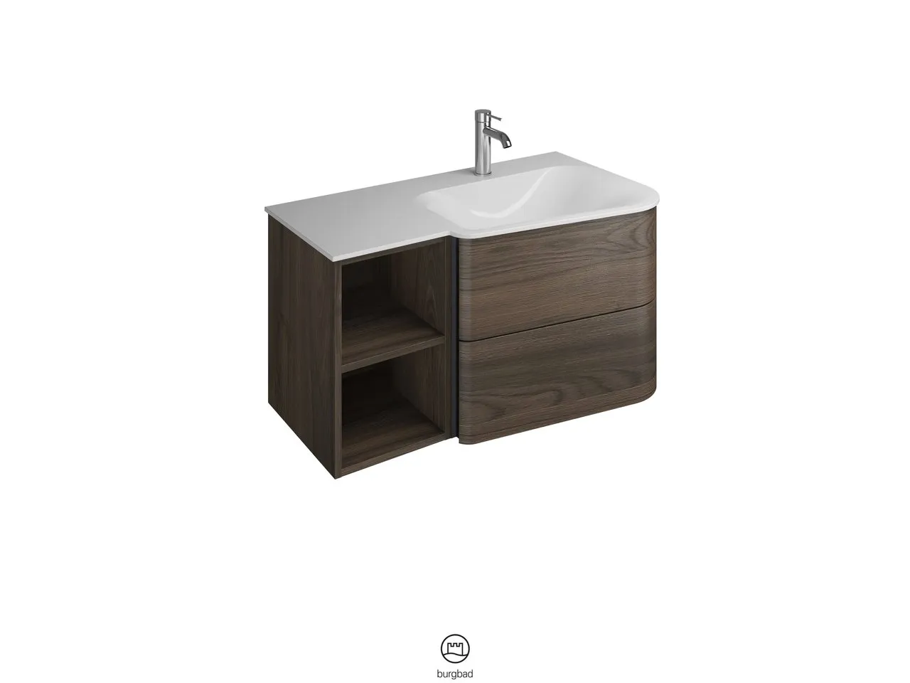 burgbad Badmöbelset „Badu“ Griffleiste, Schwarz, in Veloursgrau Softmatt burgbad Badmöbelset „Badu“ Griffleiste, Schwarz, in Veloursgrau Softmatt