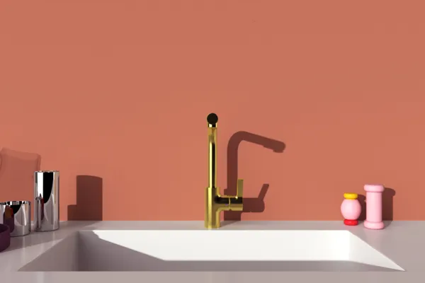 Ideal Standard Gusto Küchenarmatur BD420A2 Ausladung 235mm L-Auslauf 2F-Brause Brushed Gold