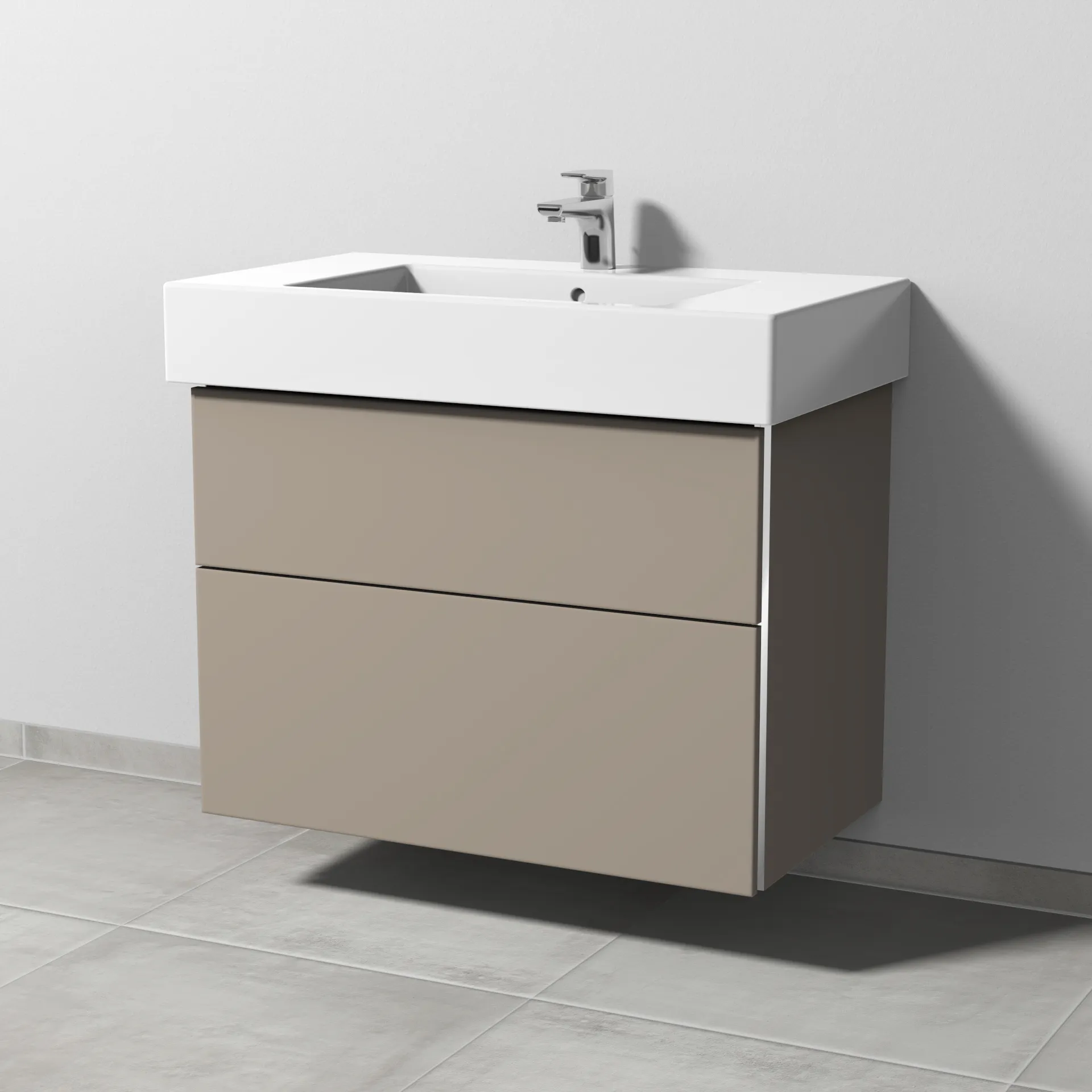 Sanipa Waschtischunterschrank „3way“ passend zu Keramik-Waschtische Vero von Duravit 800 × 593 × 450 mm in Sandgrau (matt)