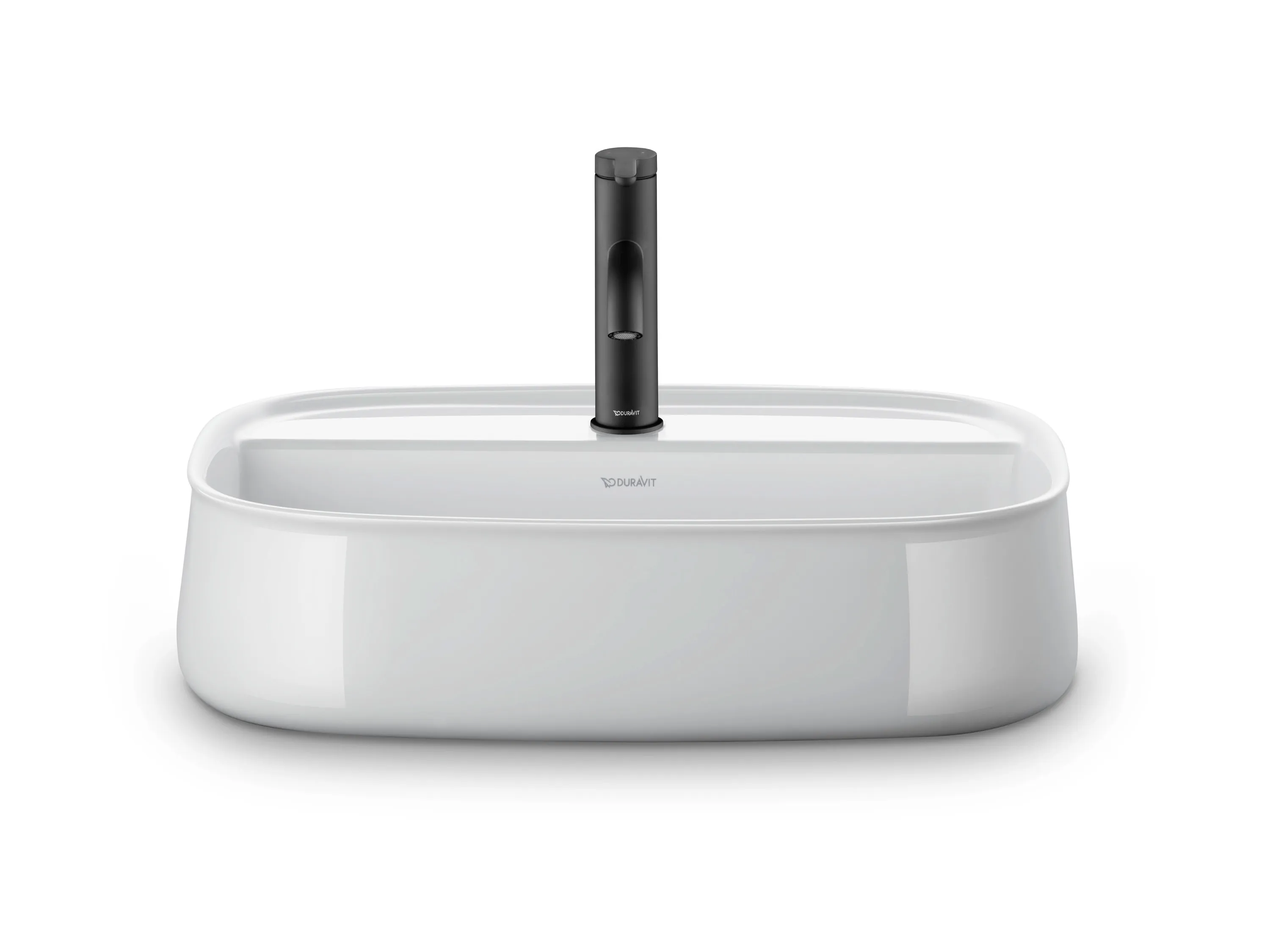 Aufsatzwaschtisch geschliffen „Zencha“ 55 × 39 × 13,5 cm, Hahnlochposition mittig in Weiß Hochglanz Aufsatzwaschtisch geschliffen „Zencha“ 55 × 39 × 13,5 cm, Hahnlochposition mittig in Weiß Hochglanz