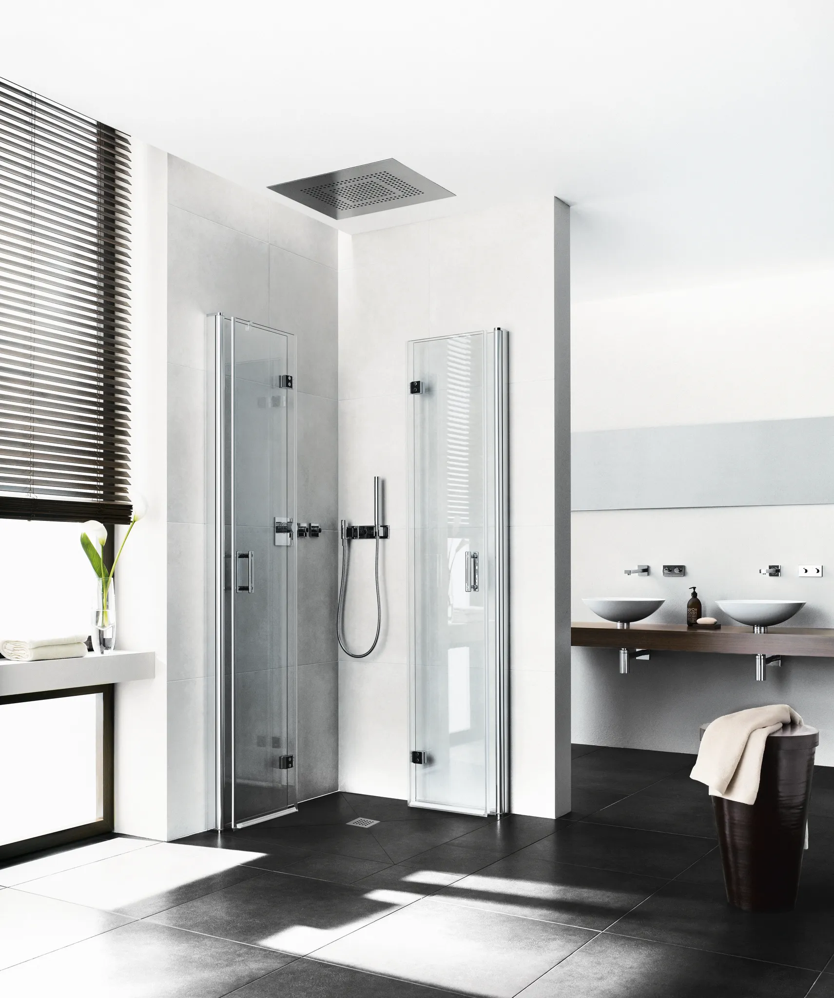 Kermi Pendel-Falttür Eckeinstieg 2-teilig Halbteil rechts „Diga“ Glas Klar, Profile Silber Hochglanz, Falttür BV: 780 - 800 mm GAK: 765 - 785 mm WE: 790 - 810 mm H: 2000 mm