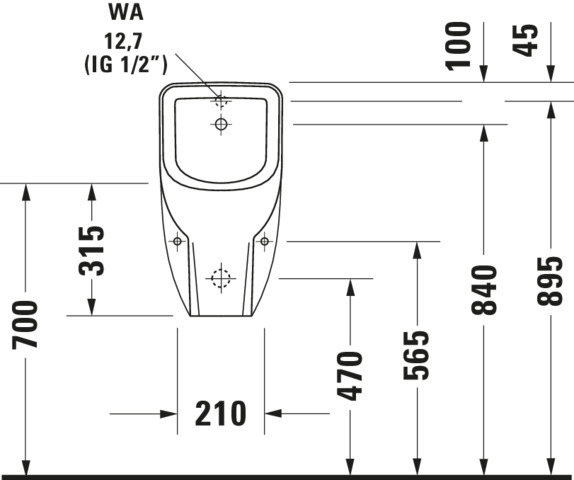Urinal D-Code, Zulauf von hinten rimless, ohne Fliege, weiß Urinal D-Code, Zulauf von hinten rimless, ohne Fliege, weiß