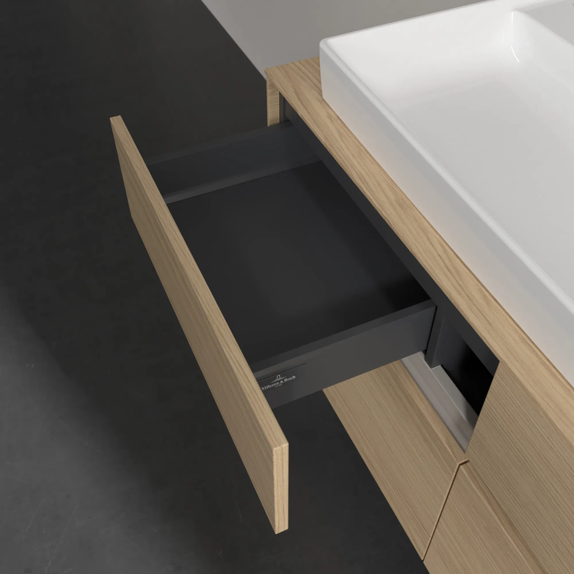 Villeroy & Boch Waschtischunterschrank „Collaro“ 1200 × 548 × 500 mm Nordic Oak, mit Beleuchtung, für Becken mittig