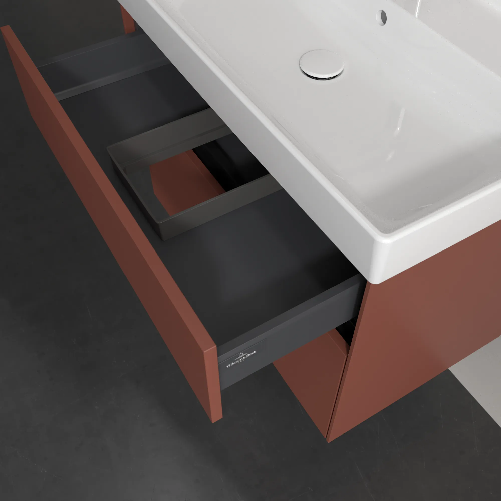 Villeroy & Boch Waschtischunterschrank „Collaro“ 754 × 546 × 444 mm Wine Red, für Becken mittig, mit Beleuchtung Villeroy & Boch Waschtischunterschrank „Collaro“ 754 × 546 × 444 mm Wine Red, für Becken mittig, mit Beleuchtung