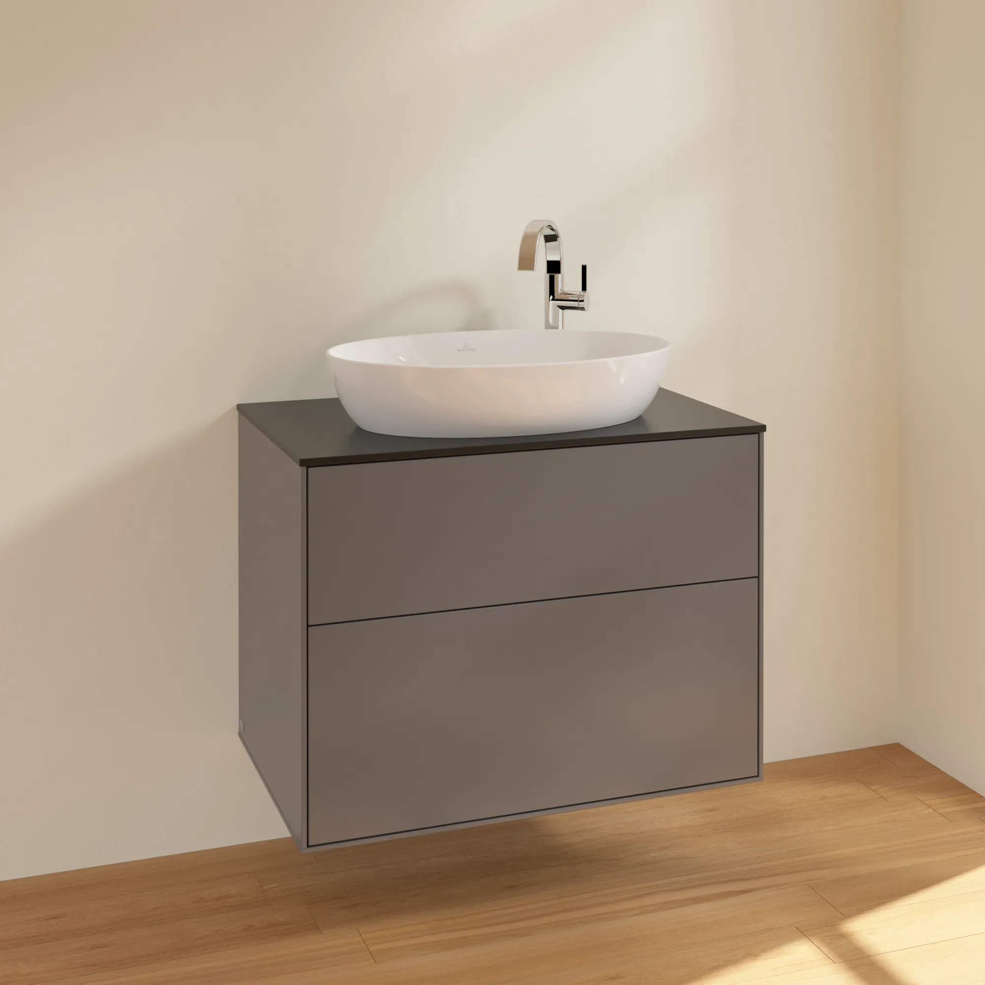 Villeroy & Boch Waschbeckenunterschrank Finion F87, Anthracite Matt Lacquer, 800x603x501mm, mit SoftClosing und Push-to-open Funktion Villeroy & Boch Waschbeckenunterschrank Finion F87, Anthracite Matt Lacquer, 800x603x501mm, mit SoftClosing und Push-to-open Funktion