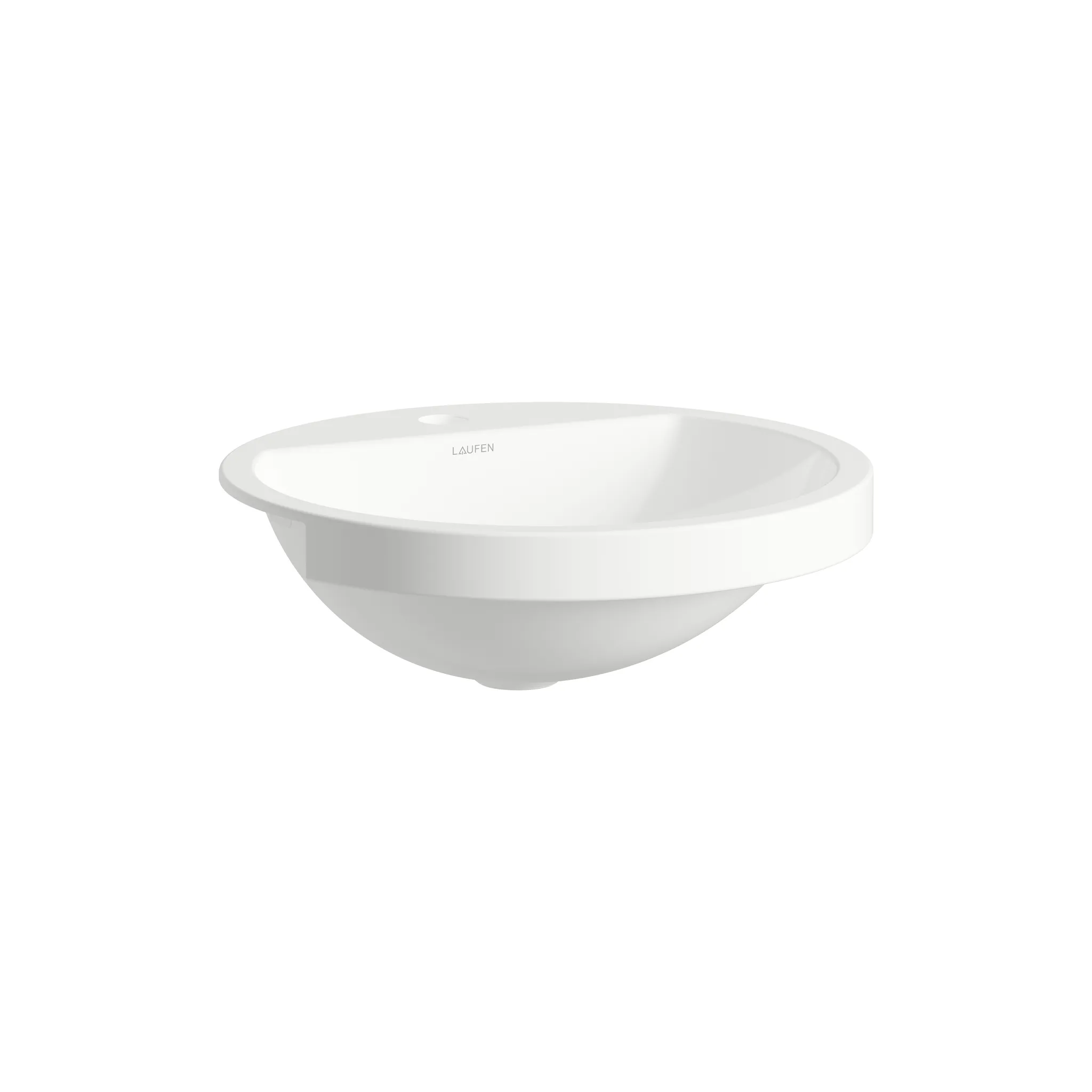 Laufen Halbeinbau-Waschtisch FORM, rund, glasierter Stahl, 450 x 450 x 163 mm in weiß