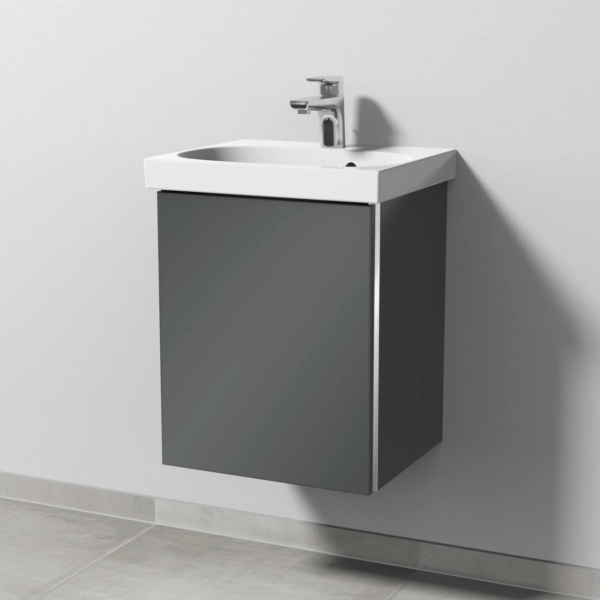 Sanipa Waschtischunterschrank „3way“ passend zu Keramik-Waschtische Acanto von Geberit 415 × 516 × 367 mm in Anthrazit (glanz), Anschlag links
