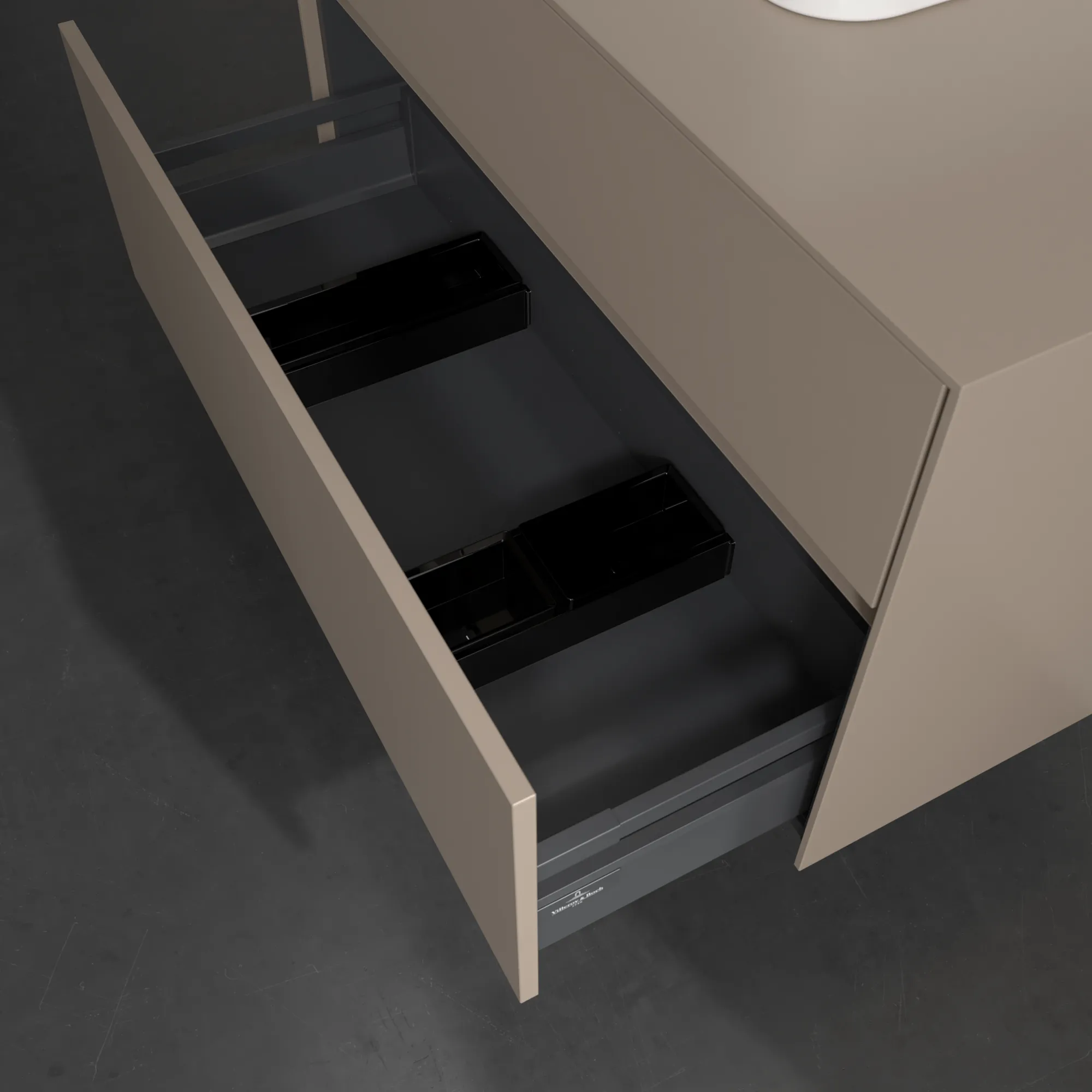Villeroy & Boch Waschtischunterschrank „Collaro“ 1000 × 548 × 500 mm Taupe, mit Beleuchtung, für Becken mittig