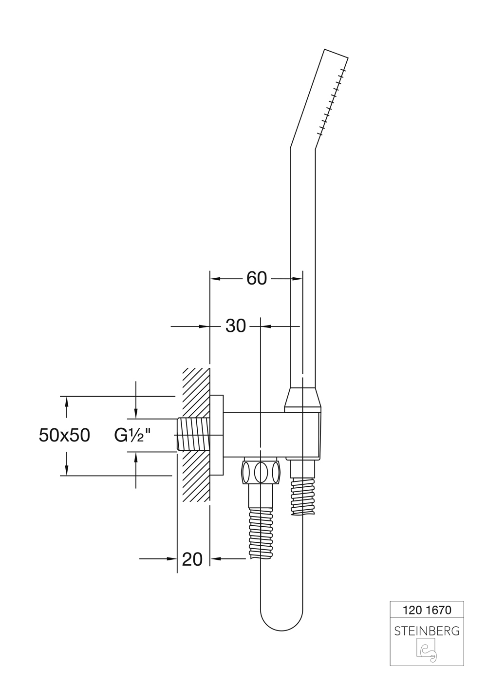 Serie 120 Handbrausegarnitur, integrierter Brauseanschlussbogen, Metallbrauseschlauch 150 cm chrom Serie 120 Handbrausegarnitur, integrierter Brauseanschlussbogen, Metallbrauseschlauch 150 cm chrom