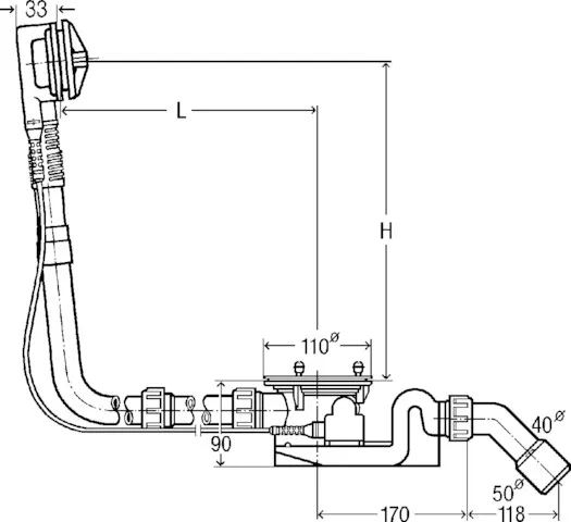Viega 45°-Ablaufgarnitur Modell 6142.33 „Rotaplex“ in DN40 / 50 Kunststoff weiß 24,6 cm