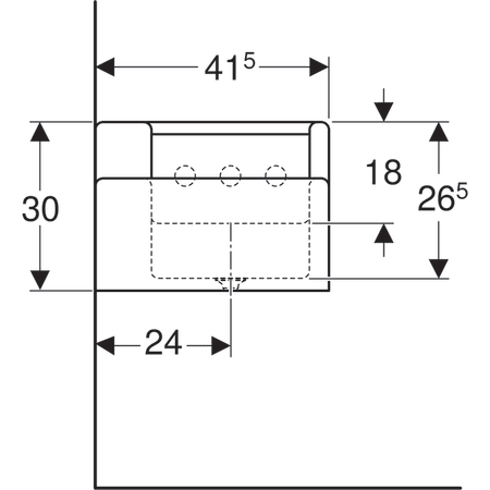 Bambini Spiel- und Waschlandschaft, für drei Waschtischarmaturen, tieferes Becken links: B=139cm, T=41.5cm, Hahnloch=mittig, links und rechts, Überlauf=ohne, weiß-alpin