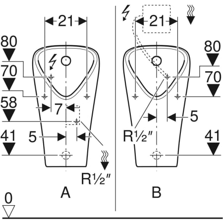 Urinal „Narva“, Zulauf von oben, Befestigung verdeckt, ohne Zielobjekt 33 × 60 × 30 cm in weiß alpin Urinal „Narva“, Zulauf von oben, Befestigung verdeckt, ohne Zielobjekt 33 × 60 × 30 cm in weiß alpin