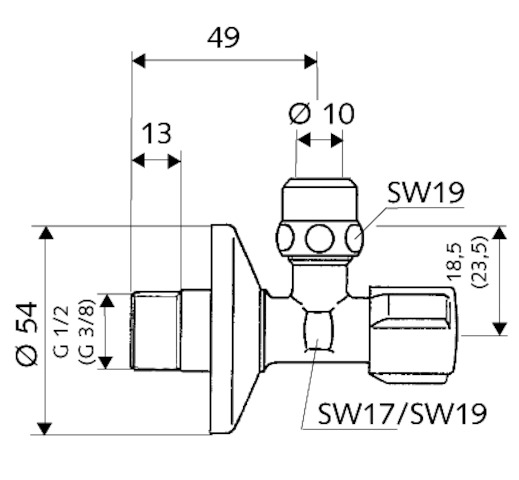 SCHELL Eckventil mit COMFORT-Griff mit Regulierfunktion