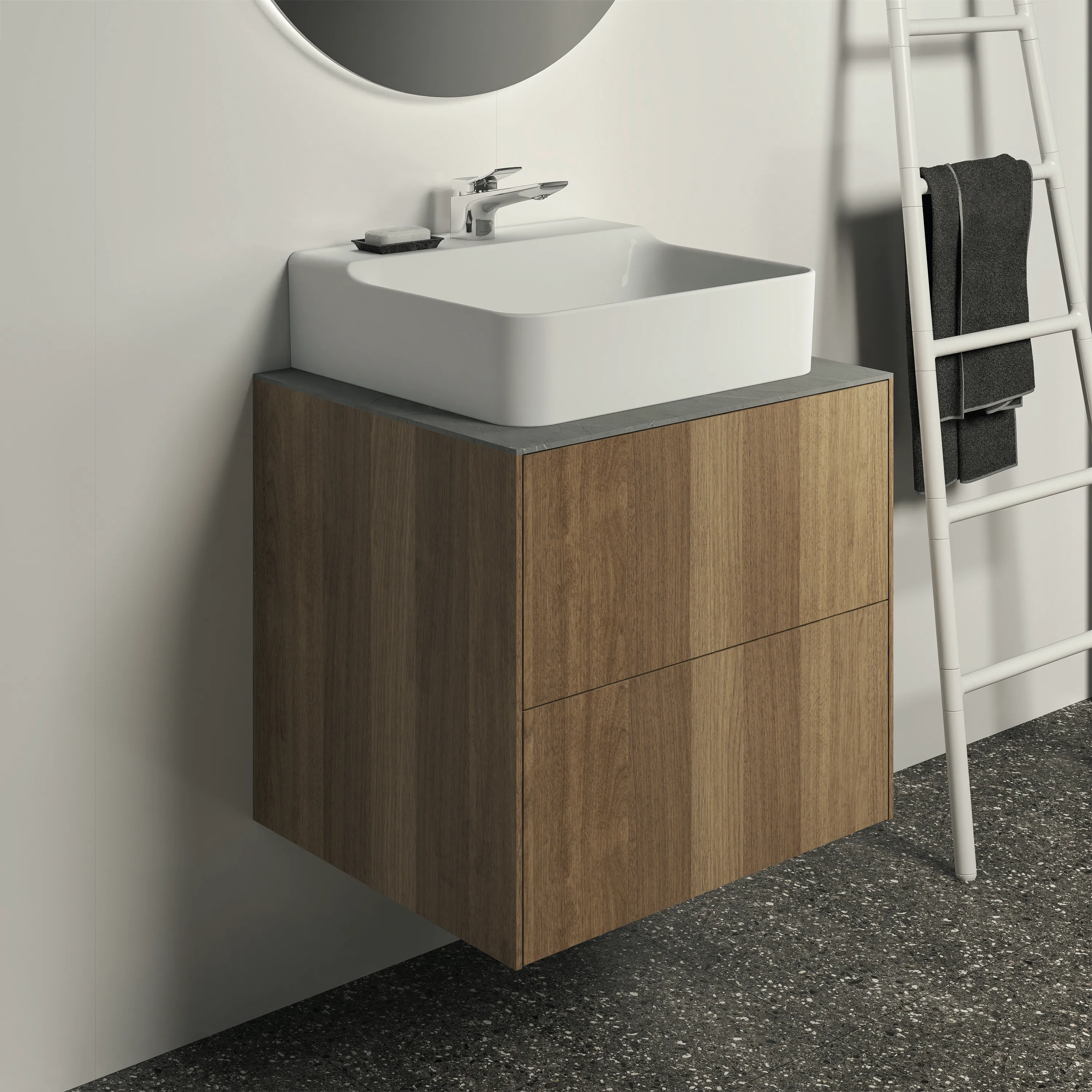 Ideal Standard Waschtischunterschrank „Conca“ 60 × 54 × 50,5 cm Walnuss dunkel Furnier Ideal Standard Waschtischunterschrank „Conca“ 60 × 54 × 50,5 cm Walnuss dunkel Furnier