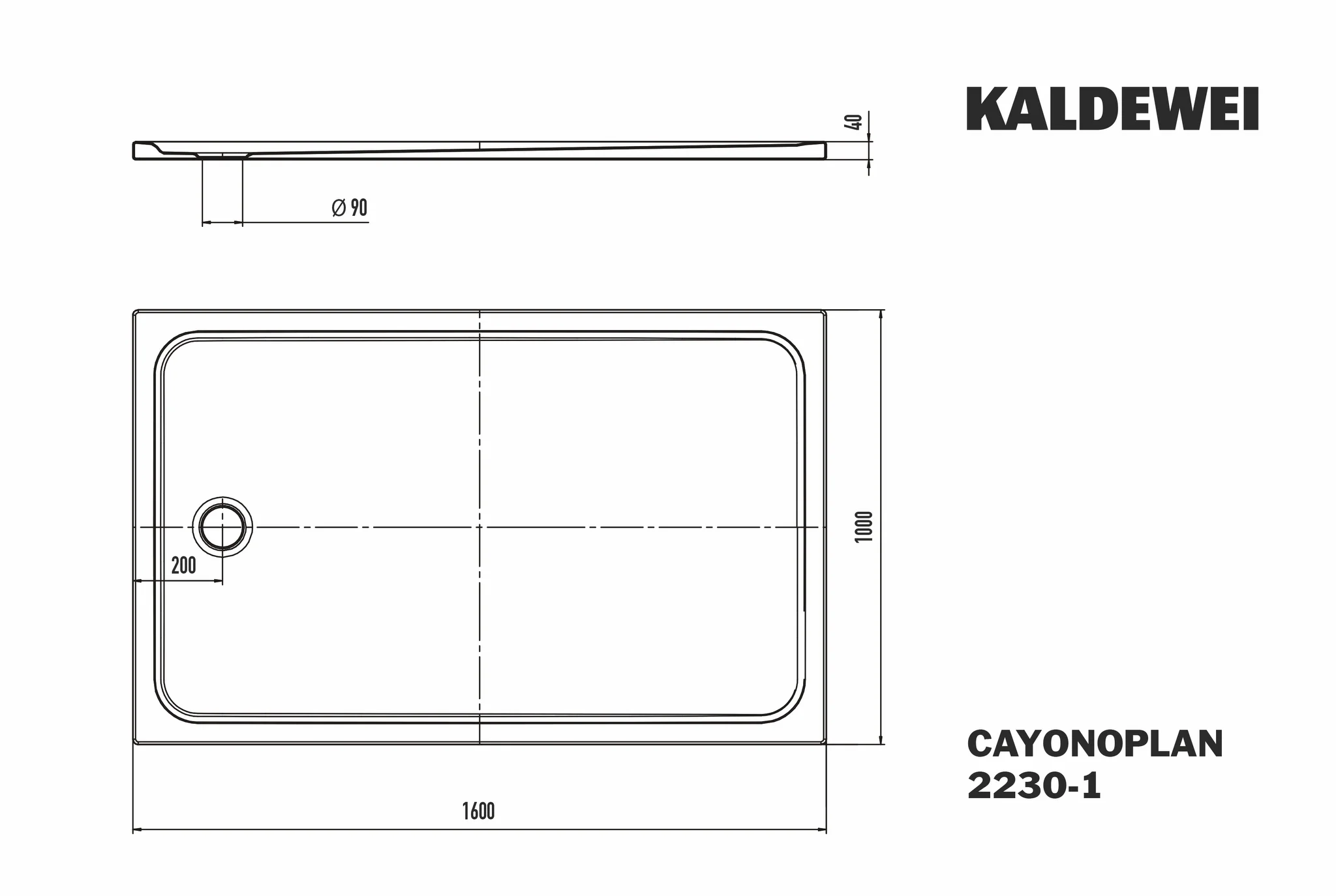 Kaldewei CAYONOPLAN Duschfläche, 1000x1600 mm, warm beige 20, Perl-Effekt