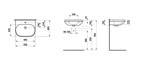 Waschtisch LUA 460x550x180 1 Hahnloch mit Überlauf nicht unterbaufähig weiß Waschtisch LUA 460x550x180 1 Hahnloch mit Überlauf nicht unterbaufähig weiß