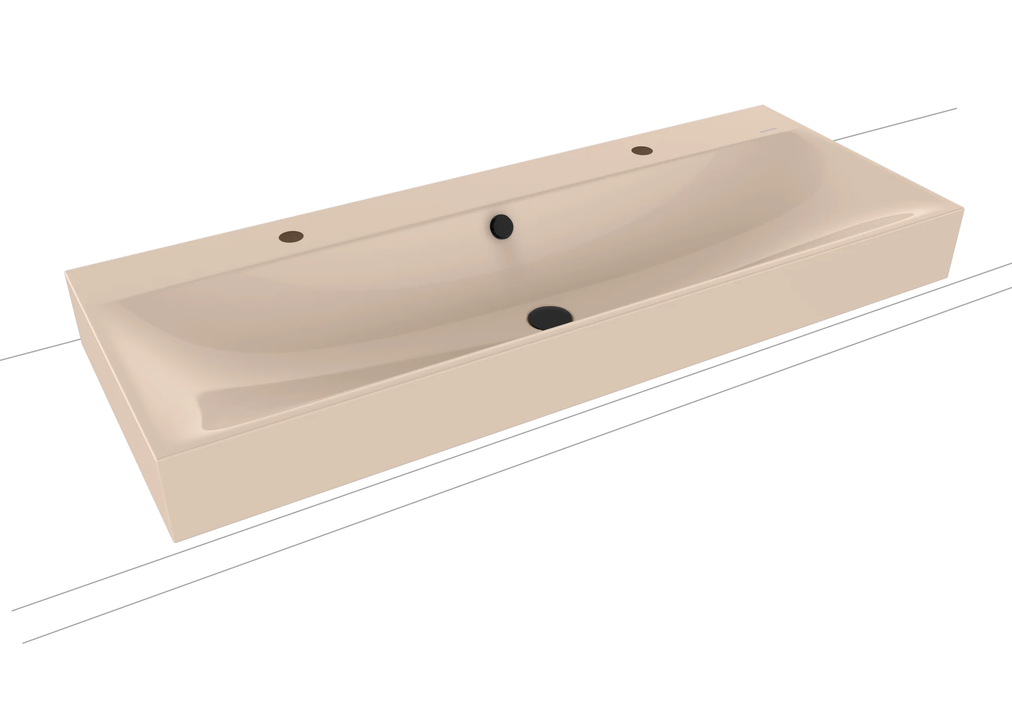 Kaldewei SILENIO Aufsatz-Doppelwaschtisch, 1200x460 mm, Randhöhe 120 mm, Farbe bahamabeige, Perl-Effekt, Antidröhnen, 2x1er Hahnlochbohrung mit Überlaufgarnitur chrom Kaldewei SILENIO Aufsatz-Doppelwaschtisch, 1200x460 mm, Randhöhe 120 mm, Farbe bahamabeige, Perl-Effekt, Antidröhnen, 2x1er Hahnlochbohrung mit Überlaufgarnitur chrom