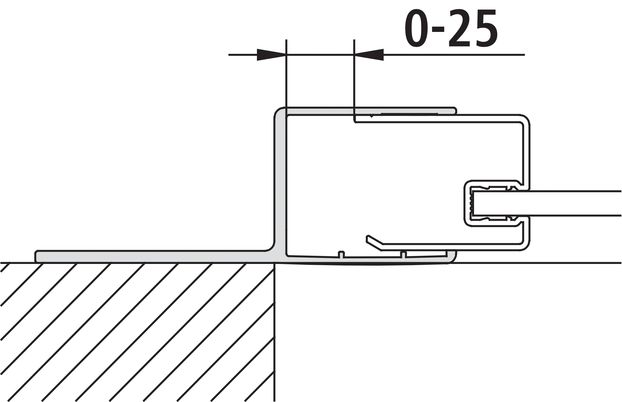 Kermi Duschdesign Wandanschlussprofil „LIGA“ 1850 mm in Silber Hochglanz