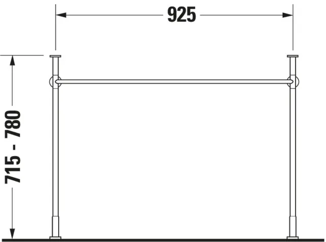 Duravit Metallkonsole Vero, Chrom Poliert, höhenverstellbar, 425x925x715-780 mm