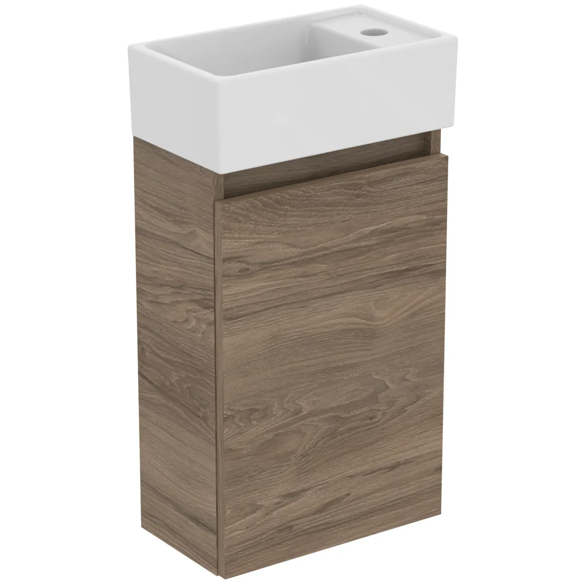 Möbelpaket Eurovit+ Handwaschbecken rechts 37cm Weiß und Unterschrank 36cm mit Tür Hochglanz grau lackiert