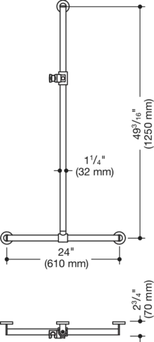 Duschhdl., d:32/32, A1=1250mm, W1=610mm, Schliff signalweiß Duschhdl., d:32/32, A1=1250mm, W1=610mm, Schliff signalweiß