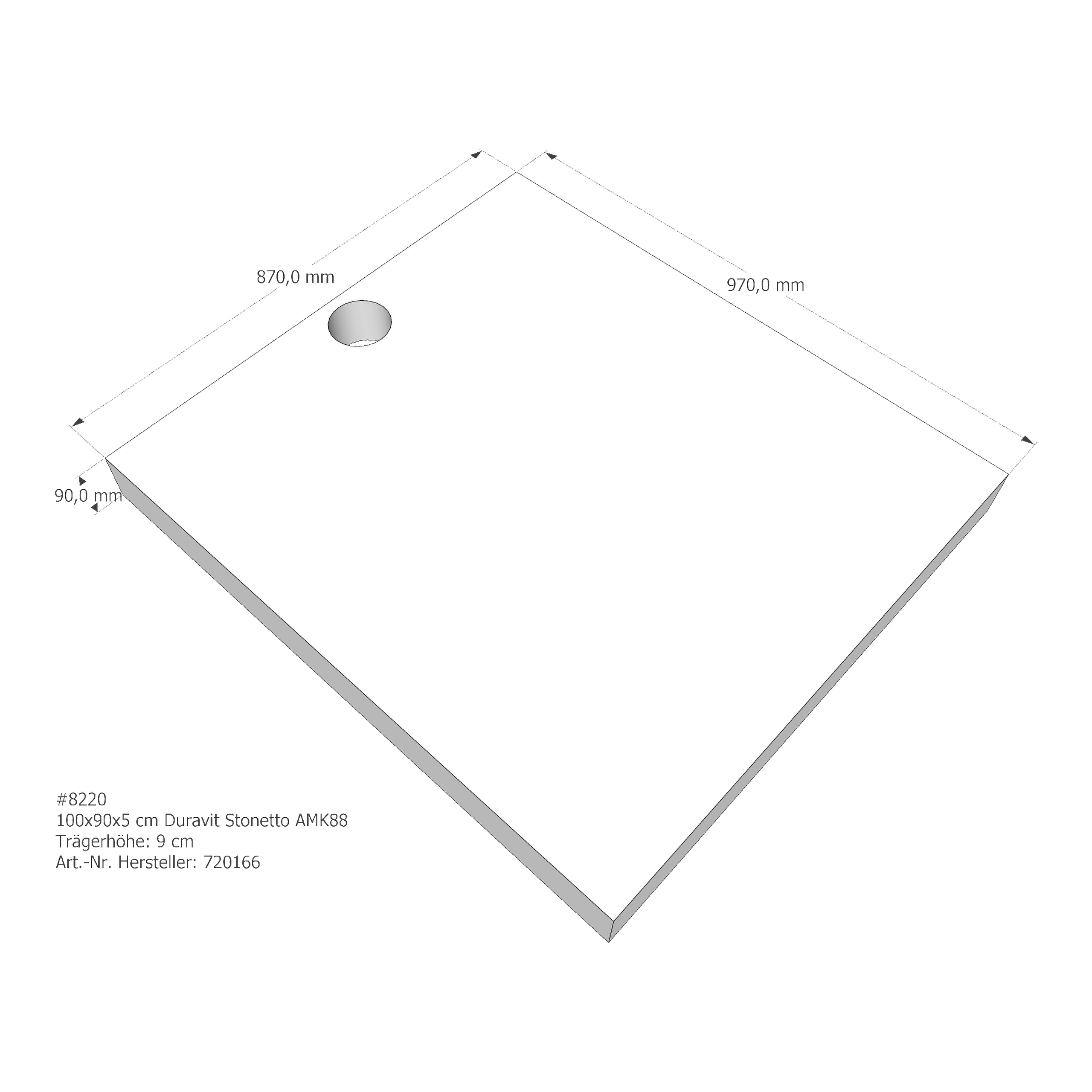 Duschwannenträger für Duravit Stonetto 100 × 90 × 5 cm Breite: 90 cm / Länge: 100 cm Duschwannenträger für Duravit Stonetto 100 × 90 × 5 cm Breite: 90 cm / Länge: 100 cm