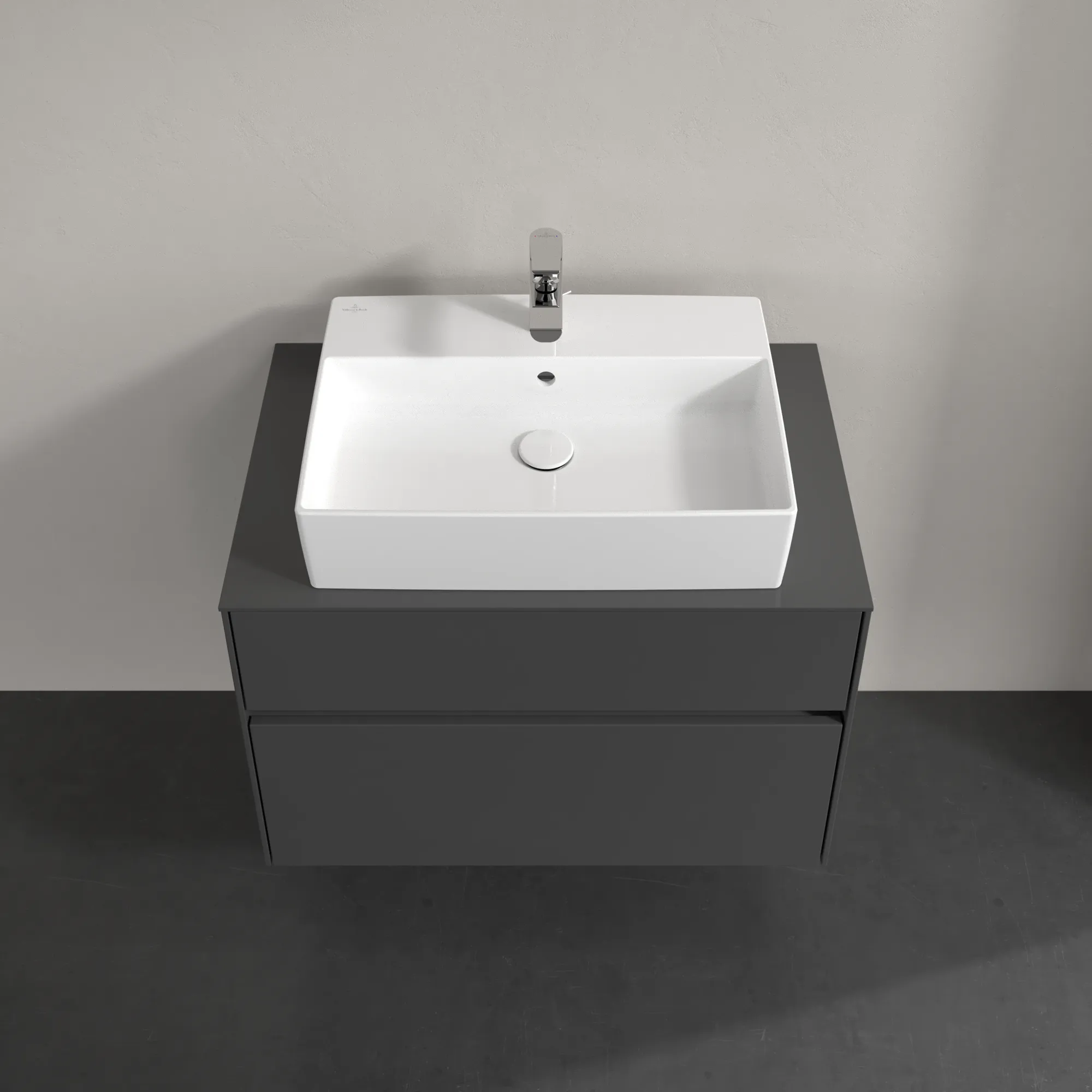 Villeroy & Boch Waschbeckenunterschrank Collaro C12400, Eckig Glossy Grey, 800x548x500mm, 39kg, mit SoftClosing, Wandmontage Villeroy & Boch Waschbeckenunterschrank Collaro C12400, Eckig Glossy Grey, 800x548x500mm, 39kg, mit SoftClosing, Wandmontage
