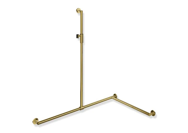 HEWI Duschhandlauf System 900, Edelstahl PVD Gold glänzend, verschiebbarer Brausehalter, Eckmontage, Längen: 1250 mm (senkrecht), 1185 mm & 765 mm (waagerecht), Durchmesser 32 mm HEWI Duschhandlauf System 900, Edelstahl PVD Gold glänzend, verschiebbarer Brausehalter, Eckmontage, Längen: 1250 mm (senkrecht), 1185 mm & 765 mm (waagerecht), Durchmesser 32 mm