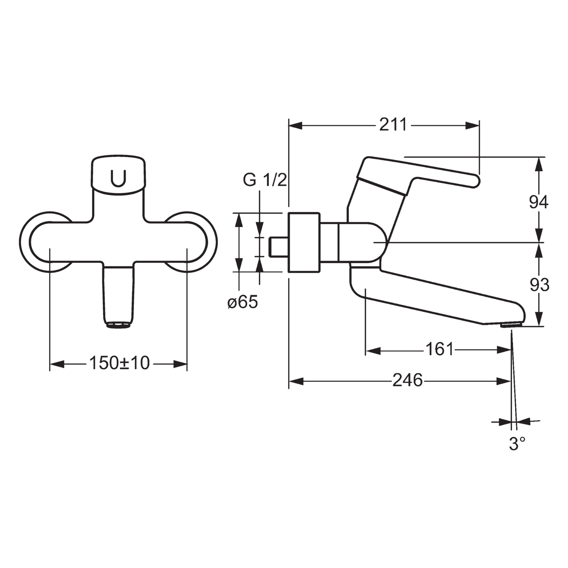 Einhand-Waschtischarmatur „Medipro“ Ausladung 246 mm in Chrom Einhand-Waschtischarmatur „Medipro“ Ausladung 246 mm in Chrom
