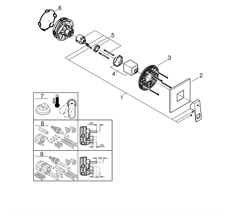 Einhand-Brausebatterie Eurocube 24061, Fertigmontageset für Rapido SmartBox, chrom