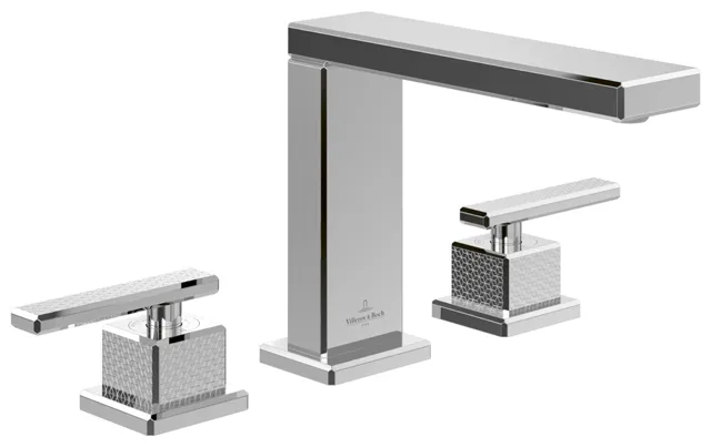 Zweihand-Waschtischarmatur „Mettlach“ 20 cm Ausladung 159 mm in Chrom Zweihand-Waschtischarmatur „Mettlach“ 20 cm Ausladung 159 mm in Chrom