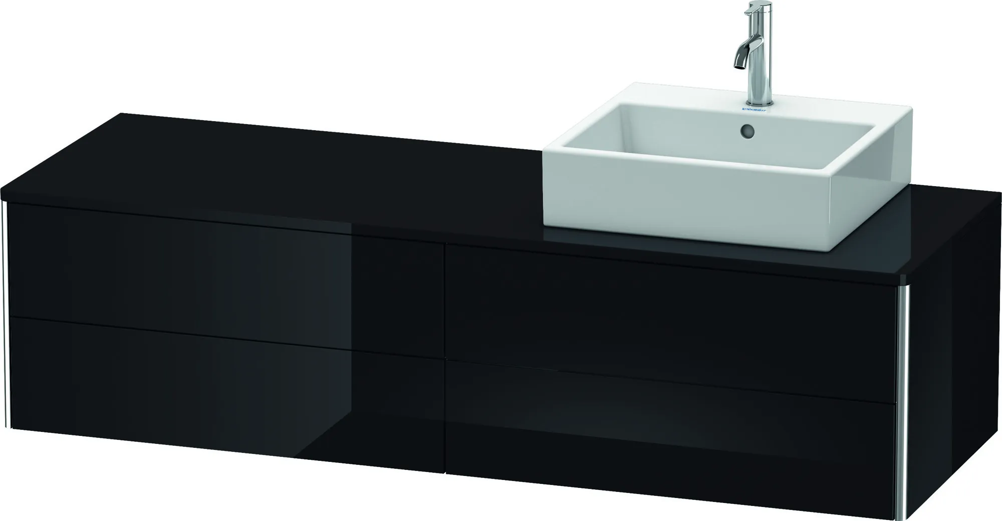 Duravit Waschtischunterschrank wandhängend „XSquare“ 160 × 40 × 54,8 cm Schwarz Hochglanz