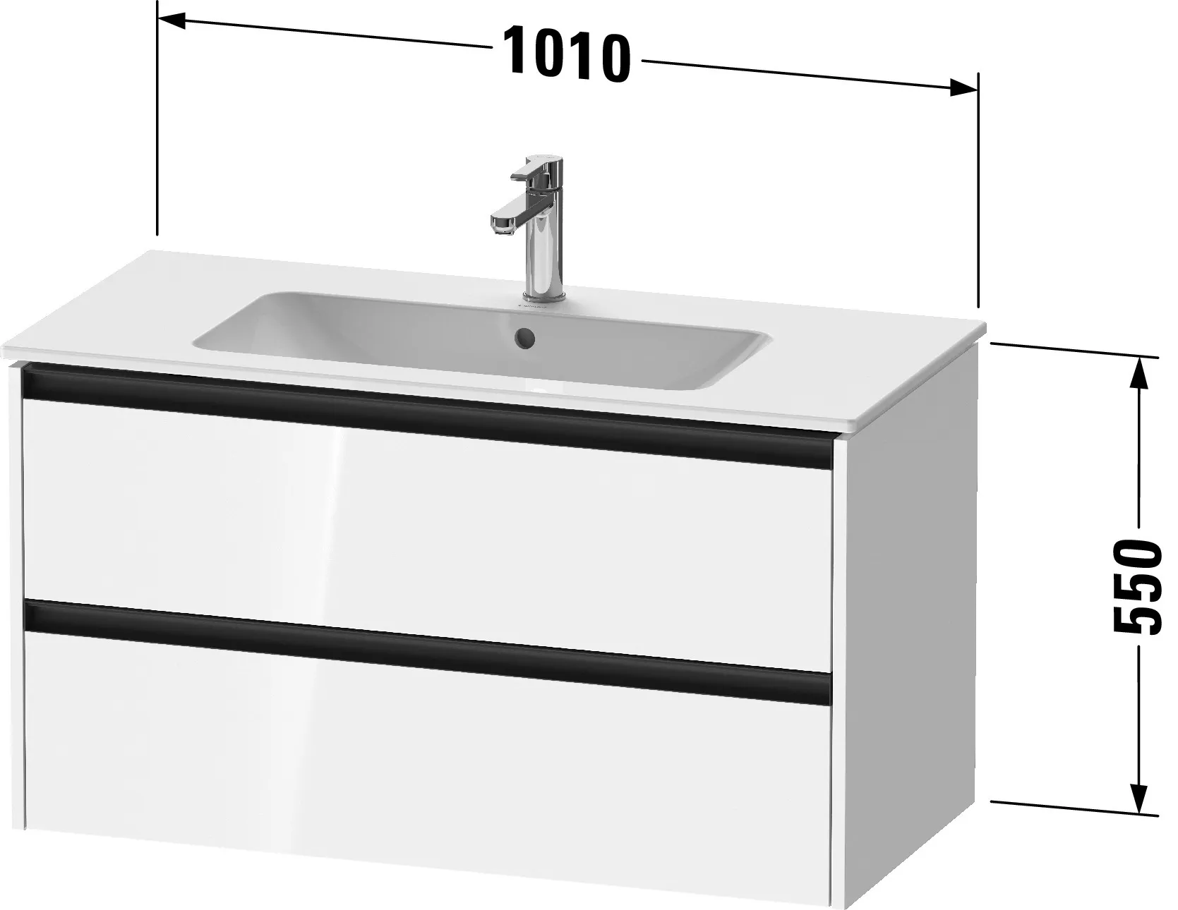 Duravit Waschtischunterschrank wandhängend „Ketho.2“ 101 × 55 × 48 cm Basalt Matt