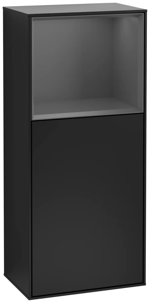 Villeroy & Boch Seitenschrank Finion F50, 418x936x270 mm, Black Matt Lacquer / Anthracite Matt Lacquer, mit Beleuchtung und Push-to-open Funktion