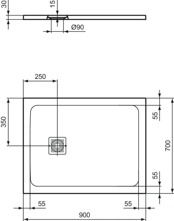 Ideal Standard Duschwanne „UltraFlatS+“ 70 × 90 cm in Schiefer Ideal Standard Duschwanne „UltraFlatS+“ 70 × 90 cm in Schiefer
