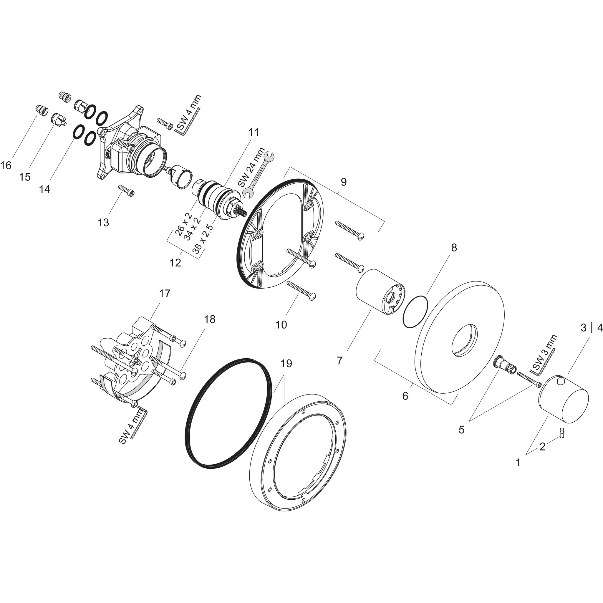 Thermostatmischer Unterputz Axor Uno High Flow Fertigset chrom Thermostatmischer Unterputz Axor Uno High Flow Fertigset chrom