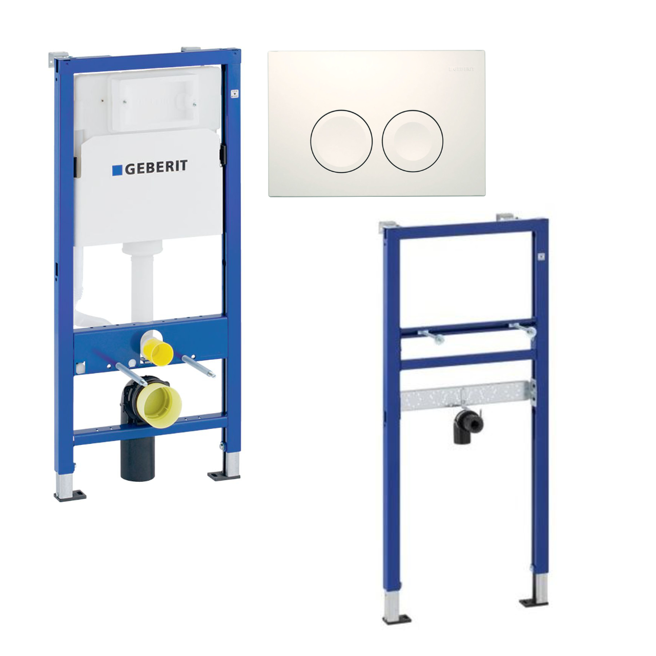 Set-Vorwand-/Einbauelement für Toilette Geberit Element mit Geberit Betätigungsplatte in Weiß „DuofixBasic“ in Set-Vorwand-/Einbauelement für Toilette Geberit Element mit Geberit Betätigungsplatte in Weiß „DuofixBasic“ in