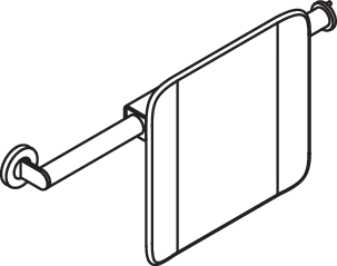 Rückenstütze, System 900, Anbindung Edst. PVD., Lehne Kst., schwarz, Achsmaß verstellbar 616-716 mm, T: 150 mm, einseitig Wandmontage mit Rosetten (rechts), einseitig Montage an SK-Griffen, Design (A) (links), in Farbe CK (messing glänzend)