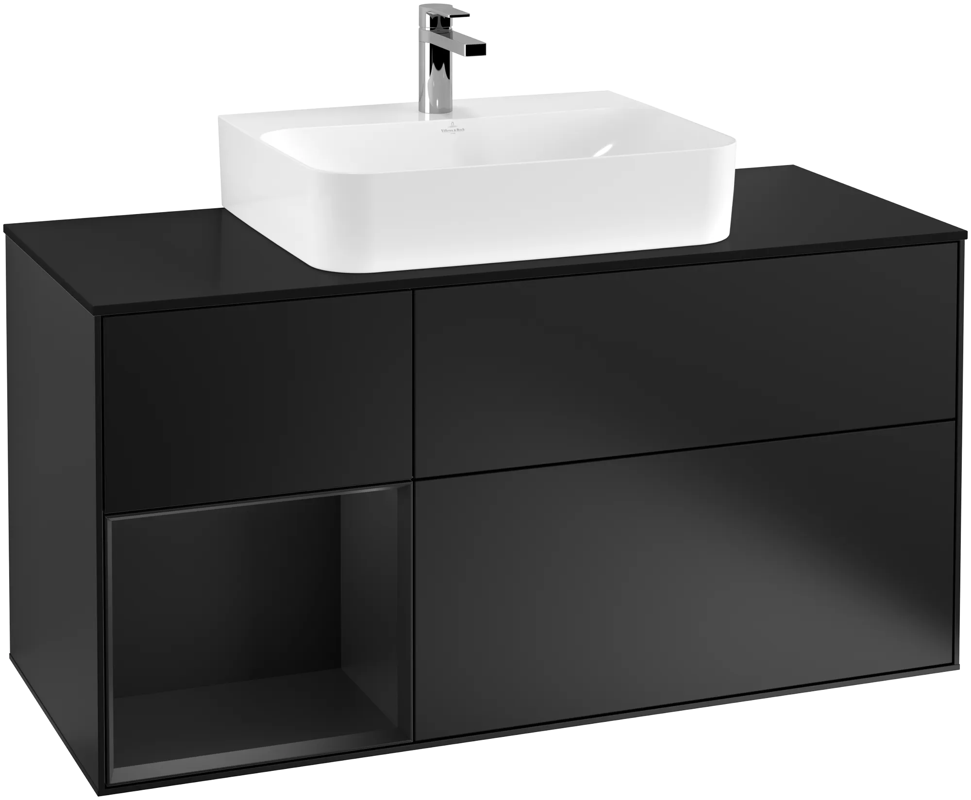 Villeroy & Boch Waschtischunterschrank „Finion“ für Schrankwaschtisch 1200 × 603 × 501 mm Black Matt Lacquer, für Becken mittig